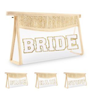 Bride Patch Mrs Clear Makeup Letter Bag, Boho Patch Waterproof Zipper Make Up🐺